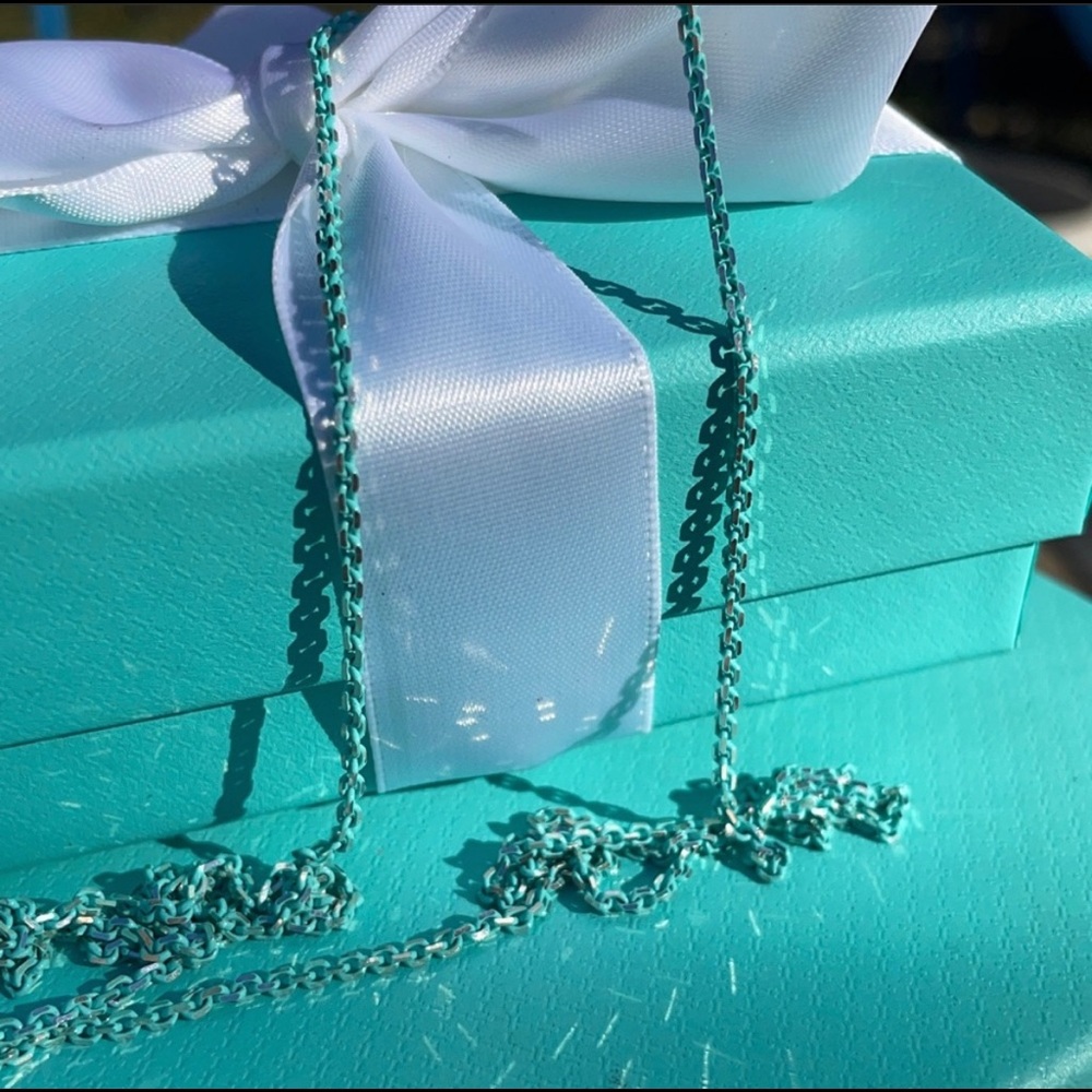 Tiffany & Co blue enamel 30” sparkler chain